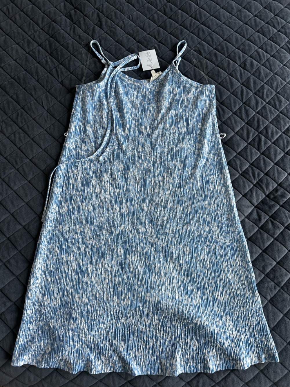 Hayden Girls Blue and White Floral Pleated Tank Dress